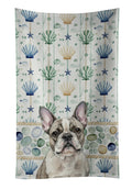 Pied French Bulldog Coastal Sea Glass Kitchen Towel Velour Plush Front and Cotton Loop Back Machine Washable