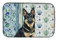 Black and Tan German Shepherd Coastal Sea Glass Dish Drying Mat Absorbent Dish Drying Mat Pad for Kitchen Counter Dish Drainer Mat for Countertop, 14 x 21", Multicolor