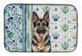 German Shepherd Coastal Sea Glass Dish Drying Mat Absorbent Dish Drying Mat Pad for Kitchen Counter Dish Drainer Mat for Countertop, 14 x 21", Multicolor