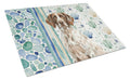 German Shorthaired Pointer Coastal Sea Glass Cutting Board Tempered Glass Kitchen Cutting Surface, Heat Resistant Chopping, Non-Slip Feet, Food Prep & Serving