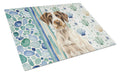 Liver and White German Wirehaired Pointer Coastal Sea Glass Cutting Board Tempered Glass Kitchen Cutting Surface, Heat Resistant Chopping, Non-Slip Feet, Food Prep & Serving