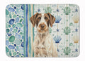 Liver and White German Wirehaired Pointer Coastal Sea Glass Memory Foam Kitchen Mat Machine Washable Anti-Fatigue Cushion Comfort Bath or Kitchen Rug