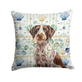 Roan German Wirehaired Pointer Coastal Sea Glass Decorative Throw Pillow 18x18 Indoor Outdoor Accent Cushion, Fabric Cover with Insert for Sofa, Bed, Porch & Living Room