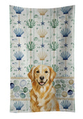 Golden Retriever Coastal Sea Glass Kitchen Towel Velour Plush Front and Cotton Loop Back Machine Washable