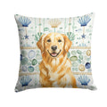 Golden Retriever Coastal Sea Glass Decorative Throw Pillow 18x18 Indoor Outdoor Accent Cushion, Fabric Cover with Insert for Sofa, Bed, Porch & Living Room