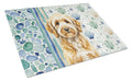 Goldendoodle Coastal Sea Glass Cutting Board Tempered Glass Kitchen Cutting Surface, Heat Resistant Chopping, Non-Slip Feet, Food Prep & Serving