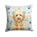 Goldendoodle Coastal Sea Glass Decorative Throw Pillow 18x18 Indoor Outdoor Accent Cushion, Fabric Cover with Insert for Sofa, Bed, Porch & Living Room