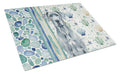 Blue Great Dane Coastal Sea Glass Cutting Board Tempered Glass Kitchen Cutting Surface, Heat Resistant Chopping, Non-Slip Feet, Food Prep & Serving