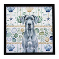 Blue Great Dane Coastal Sea Glass Framed Metal Print Bathroom, Kitchen, Office, Home Decor Wall Art Ready to Hang, Square, 8X8