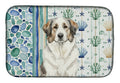 Badger Great Pyrenees Coastal Sea Glass Dish Drying Mat Absorbent Dish Drying Mat Pad for Kitchen Counter Dish Drainer Mat for Countertop, 14 x 21", Multicolor