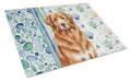 Reddish Brown Great Pyrenees Coastal Sea Glass Cutting Board Tempered Glass Kitchen Cutting Surface, Heat Resistant Chopping, Non-Slip Feet, Food Prep & Serving