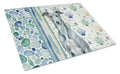 Blue Brindle Greyhound Coastal Sea Glass Cutting Board Tempered Glass Kitchen Cutting Surface, Heat Resistant Chopping, Non-Slip Feet, Food Prep & Serving