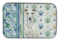 White Greyhound Coastal Sea Glass Dish Drying Mat Absorbent Dish Drying Mat Pad for Kitchen Counter Dish Drainer Mat for Countertop, 14 x 21", Multicolor