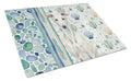 White Greyhound Coastal Sea Glass Cutting Board Tempered Glass Kitchen Cutting Surface, Heat Resistant Chopping, Non-Slip Feet, Food Prep & Serving