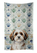Parti-color Havanese Coastal Sea Glass Kitchen Towel Velour Plush Front and Cotton Loop Back Machine Washable