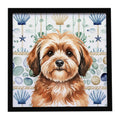 Sable Havanese Coastal Sea Glass Framed Metal Print Bathroom, Kitchen, Office, Home Decor Wall Art Ready to Hang, Square, 8X8