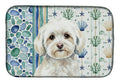 White Havanese Coastal Sea Glass Dish Drying Mat Absorbent Dish Drying Mat Pad for Kitchen Counter Dish Drainer Mat for Countertop, 14 x 21", Multicolor