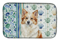 Tan Icelandic Sheepdog Coastal Sea Glass Dish Drying Mat Absorbent Dish Drying Mat Pad for Kitchen Counter Dish Drainer Mat for Countertop, 14 x 21", Multicolor