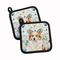 Tan Icelandic Sheepdog Coastal Sea Glass Pot Holder Set of 2 Heat Resistant Quilted Hot Pads 7.5 x 7.5 Inch, Insulated Kitchen Trivets for Cooking & Baking