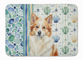 Tan Icelandic Sheepdog Coastal Sea Glass Memory Foam Kitchen Mat Machine Washable Anti-Fatigue Cushion Comfort Bath or Kitchen Rug