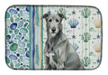 Gray Irish Wolfhound Coastal Sea Glass Dish Drying Mat Absorbent Dish Drying Mat Pad for Kitchen Counter Dish Drainer Mat for Countertop, 14 x 21", Multicolor