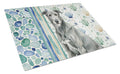 Gray Irish Wolfhound Coastal Sea Glass Cutting Board Tempered Glass Kitchen Cutting Surface, Heat Resistant Chopping, Non-Slip Feet, Food Prep & Serving