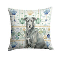 Gray Irish Wolfhound Coastal Sea Glass Decorative Throw Pillow 14x14 Indoor Outdoor Accent Cushion, Fabric Cover with Insert for Sofa, Bed, Porch & Living Room