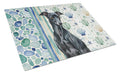 Black Italian Greyhound Coastal Sea Glass Cutting Board Tempered Glass Kitchen Cutting Surface, Heat Resistant Chopping, Non-Slip Feet, Food Prep & Serving