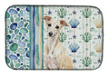 Cream Italian Greyhound Coastal Sea Glass Dish Drying Mat Absorbent Dish Drying Mat Pad for Kitchen Counter Dish Drainer Mat for Countertop, 14 x 21", Multicolor