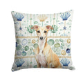 Fawn Italian Greyhound Coastal Sea Glass Decorative Throw Pillow 18x18 Indoor Outdoor Accent Cushion, Fabric Cover with Insert for Sofa, Bed, Porch & Living Room