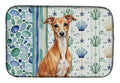 Red Italian Greyhound Coastal Sea Glass Dish Drying Mat Absorbent Dish Drying Mat Pad for Kitchen Counter Dish Drainer Mat for Countertop, 14 x 21", Multicolor