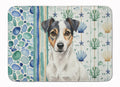 White and Black Jack Russell Terrier Coastal Sea Glass Memory Foam Kitchen Mat Machine Washable Anti-Fatigue Cushion Comfort Bath or Kitchen Rug