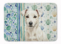 White Jack Russell Terrier Coastal Sea Glass Memory Foam Kitchen Mat Machine Washable Anti-Fatigue Cushion Comfort Bath or Kitchen Rug