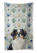Tricolor Japanese Chin Coastal Sea Glass Kitchen Towel Velour Plush Front and Cotton Loop Back Machine Washable