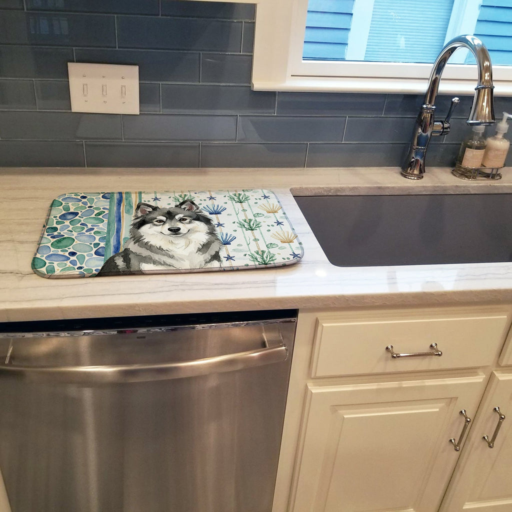 Keeshond Coastal Sea Glass Dish Drying Mat Absorbent Dish Drying Mat Pad for Kitchen Counter Dish Drainer Mat for Countertop, 14 x 21", Multicolor