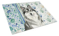Keeshond Coastal Sea Glass Cutting Board Tempered Glass Kitchen Cutting Surface, Heat Resistant Chopping, Non-Slip Feet, Food Prep & Serving