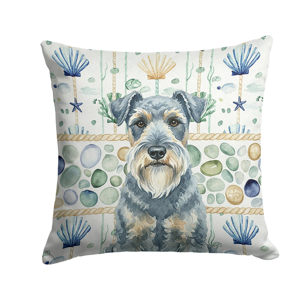 Kerry Blue Terrier Coastal Sea Glass Decorative Throw Pillow 14x14 Indoor Outdoor Accent Cushion, Fabric Cover with Insert for Sofa, Bed, Porch & Living Room