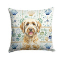 Yellow Labradoodle Coastal Sea Glass Decorative Throw Pillow 18x18 Indoor Outdoor Accent Cushion, Fabric Cover with Insert for Sofa, Bed, Porch & Living Room