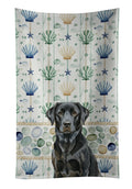 Black Labrador Retriever Coastal Sea Glass Kitchen Towel Velour Plush Front and Cotton Loop Back Machine Washable