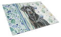 Black Labrador Retriever Coastal Sea Glass Cutting Board Tempered Glass Kitchen Cutting Surface, Heat Resistant Chopping, Non-Slip Feet, Food Prep & Serving