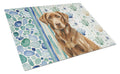 Chocolate Labrador Retriever Coastal Sea Glass Cutting Board Tempered Glass Kitchen Cutting Surface, Heat Resistant Chopping, Non-Slip Feet, Food Prep & Serving