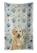 Yellow Labrador Retriever Coastal Sea Glass Kitchen Towel Velour Plush Front and Cotton Loop Back Machine Washable