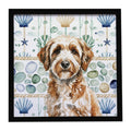 Lagotto Romagnolo Coastal Sea Glass Framed Metal Print Bathroom, Kitchen, Office, Home Decor Wall Art Ready to Hang, Square, 8X8