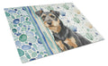 Black and Tan Lakeland Terrier Coastal Sea Glass Cutting Board Tempered Glass Kitchen Cutting Surface, Heat Resistant Chopping, Non-Slip Feet, Food Prep & Serving