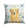 Lion Yellow Leonberger Coastal Sea Glass Decorative Throw Pillow 18x18 Indoor Outdoor Accent Cushion, Fabric Cover with Insert for Sofa, Bed, Porch & Living Room