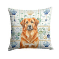Red Leonberger Coastal Sea Glass Decorative Throw Pillow 14x14 Indoor Outdoor Accent Cushion, Fabric Cover with Insert for Sofa, Bed, Porch & Living Room