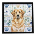 Sandy Leonberger Coastal Sea Glass Framed Metal Print Bathroom, Kitchen, Office, Home Decor Wall Art Ready to Hang, Square, 8X8