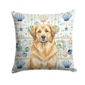 Sandy Leonberger Coastal Sea Glass Decorative Throw Pillow 14x14 Indoor Outdoor Accent Cushion, Fabric Cover with Insert for Sofa, Bed, Porch & Living Room