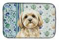 Cream Lhasa Apso Coastal Sea Glass Dish Drying Mat Absorbent Dish Drying Mat Pad for Kitchen Counter Dish Drainer Mat for Countertop, 14 x 21", Multicolor