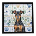 Manchester Terrier Coastal Sea Glass Framed Metal Print Bathroom, Kitchen, Office, Home Decor Wall Art Ready to Hang, Square, 8X8